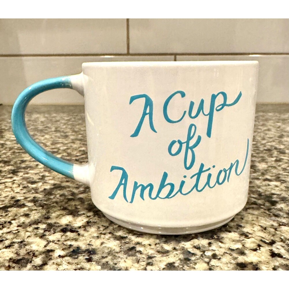 Dolly Parton 12oz Coffee Cup Double-sided “Cup of Ambition” White & Blue Mug